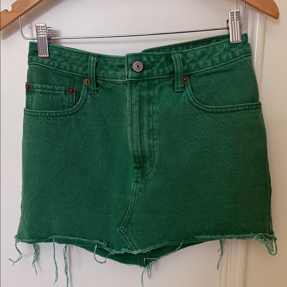 Abercrombie & Fitch Green Denim Mini Skirt